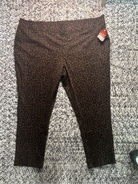 NWT Faded Glory Brown Leopard Print Stretchy Pants Women’s 4X